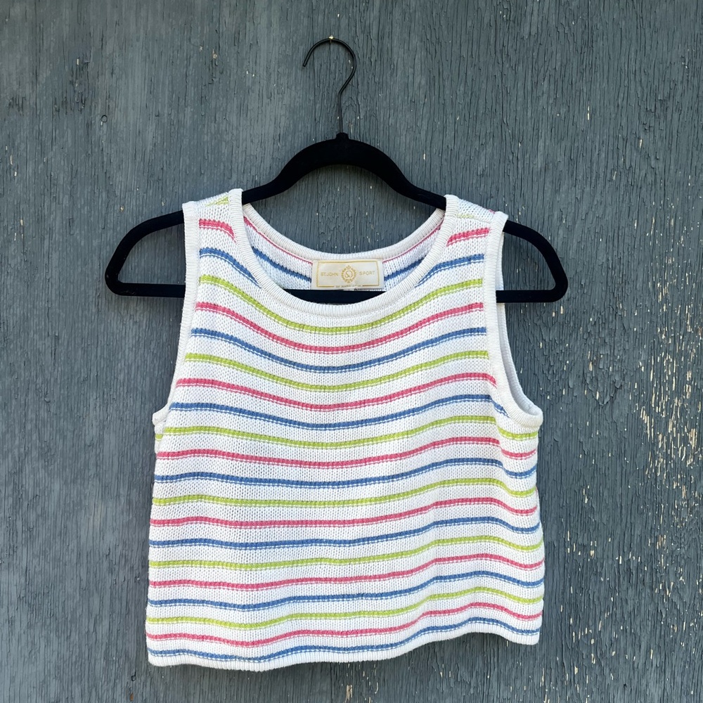Vintage Colorful Striped Knit Tank Top